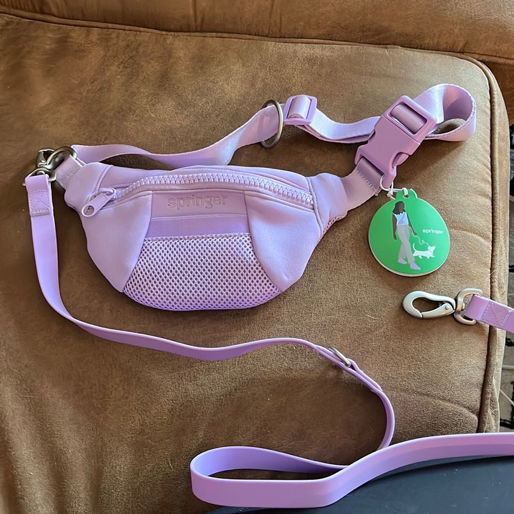 Sling Bag, Dog Leash and Matching Bottle